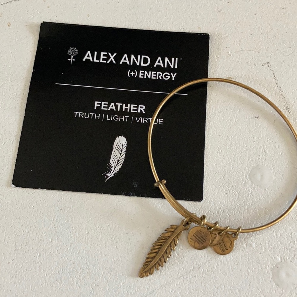 Alex and Ani feather bracelet bronze